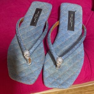 Philipp Plein Blue Quilted Sandals